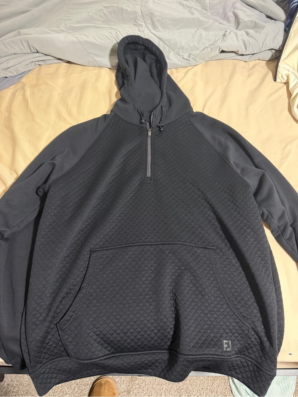 Footnote Golf Men's Black Quilted Half-Zip Hoodie Sweater